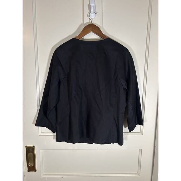 Bob Mackie Floral Embroidered Button Front Blazer Jacket Womens Size Large Black - Picture 2 of 7